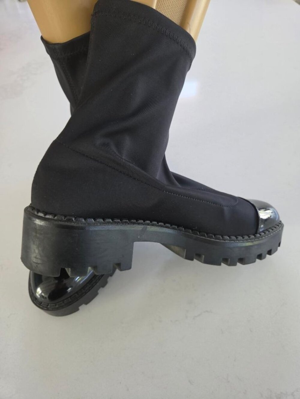 Zara Black Stretch Ankle Bootie with Patent Toe Cap  9/Eur 39 - Picture 9 of 14
